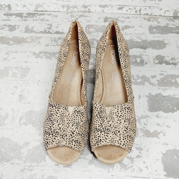 Toms Michelle Natural/Sand Tiny Cheetah Print Espadrille Wedge Sandals V232 - Picture 4 of 11